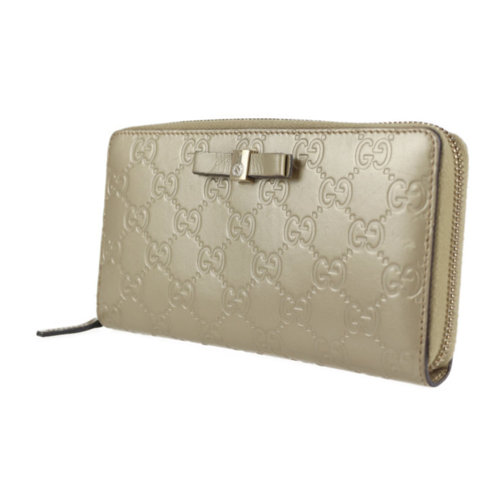Gucci Champagne Gold Leather Coin Purse/Coin Case (Pre-Owned)