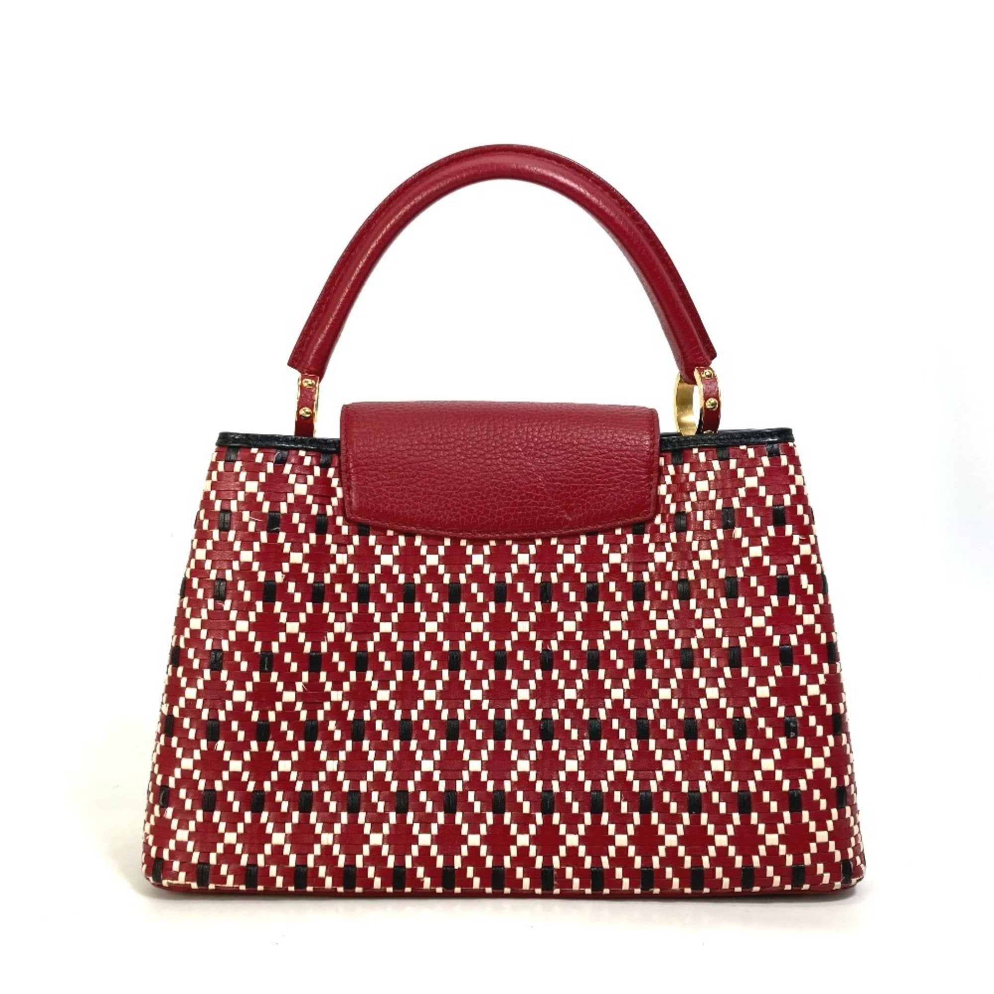 Louis Vuitton Black Red Color Leather Handbag
