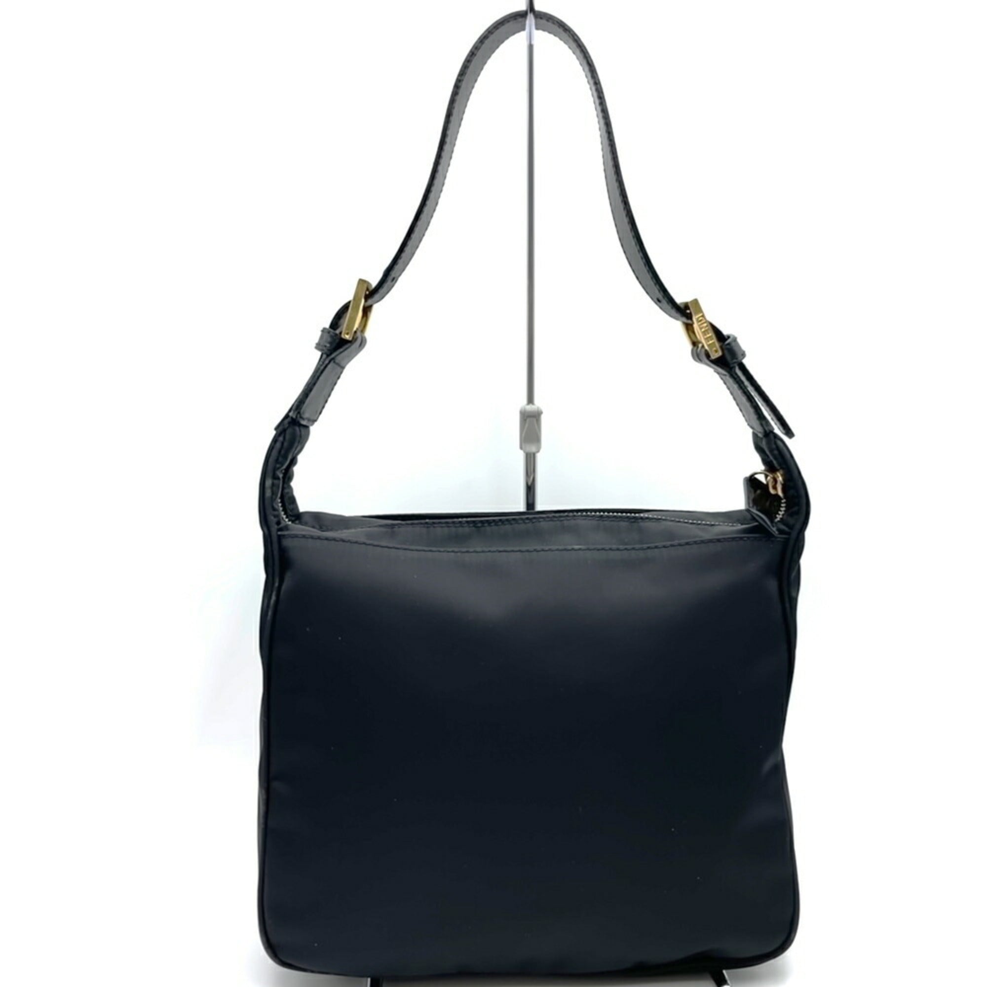 Fendi Black Nylon Leather Shoulder Bag