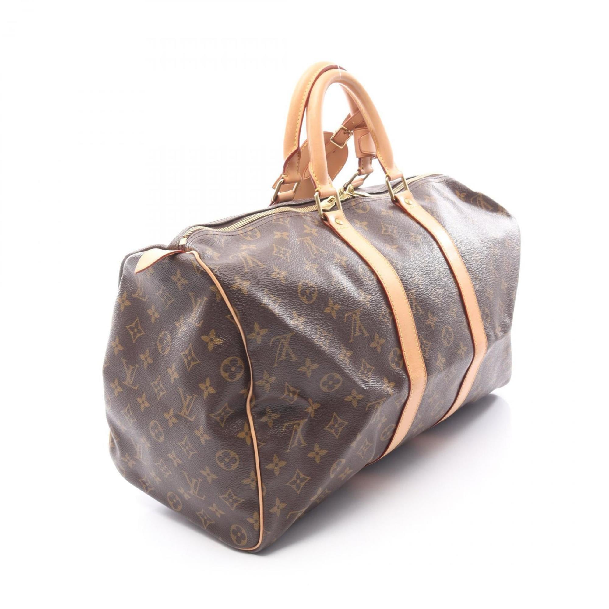 Louis Vuitton Brown Coated Canvas Leather Boston Bag