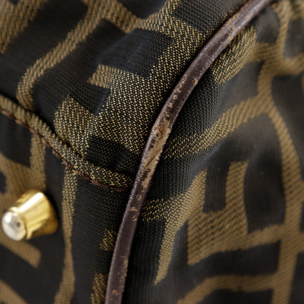 Fendi Zucca Brown Nylon Canvas Boston Bag