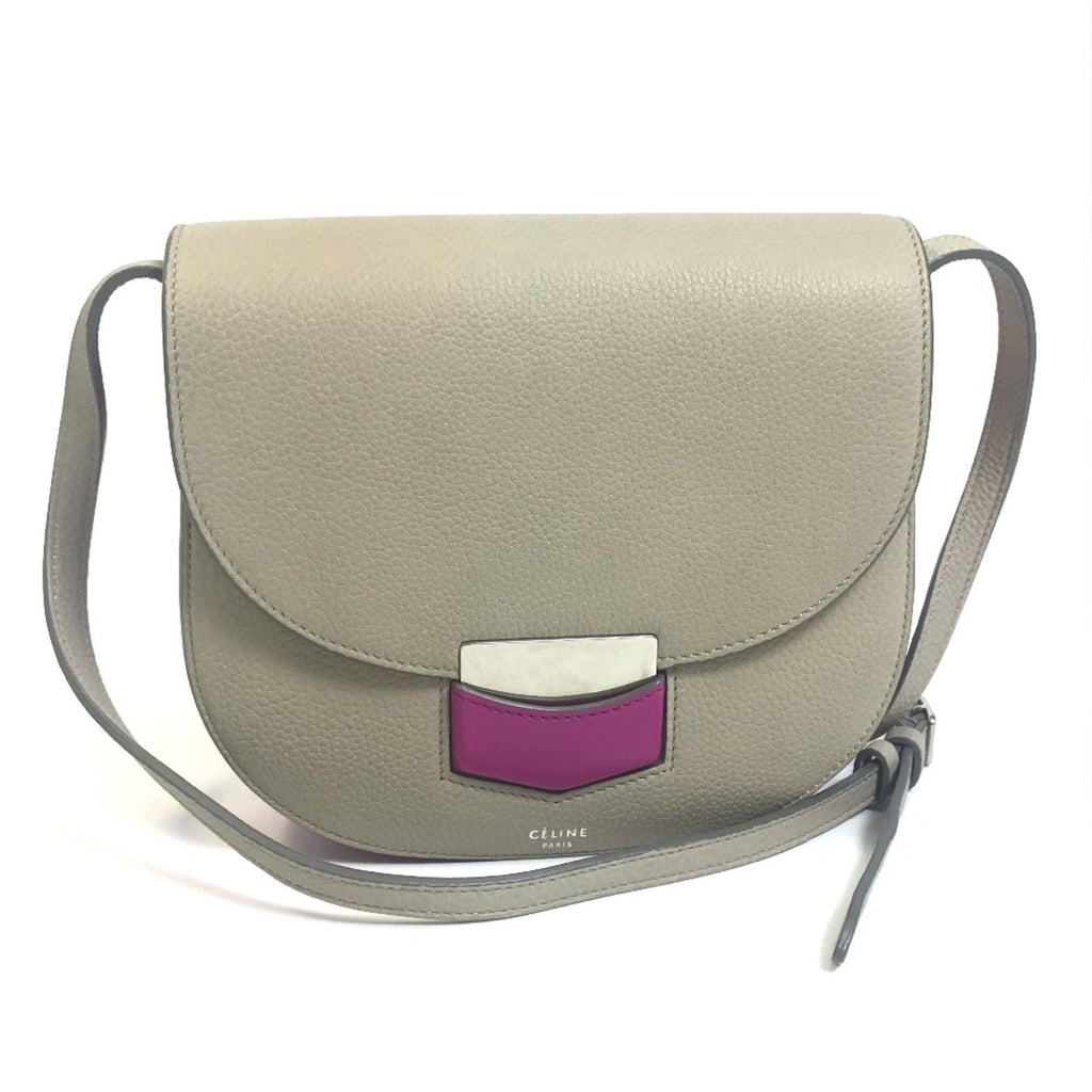 Celine Gray Leather Shoulder Bag