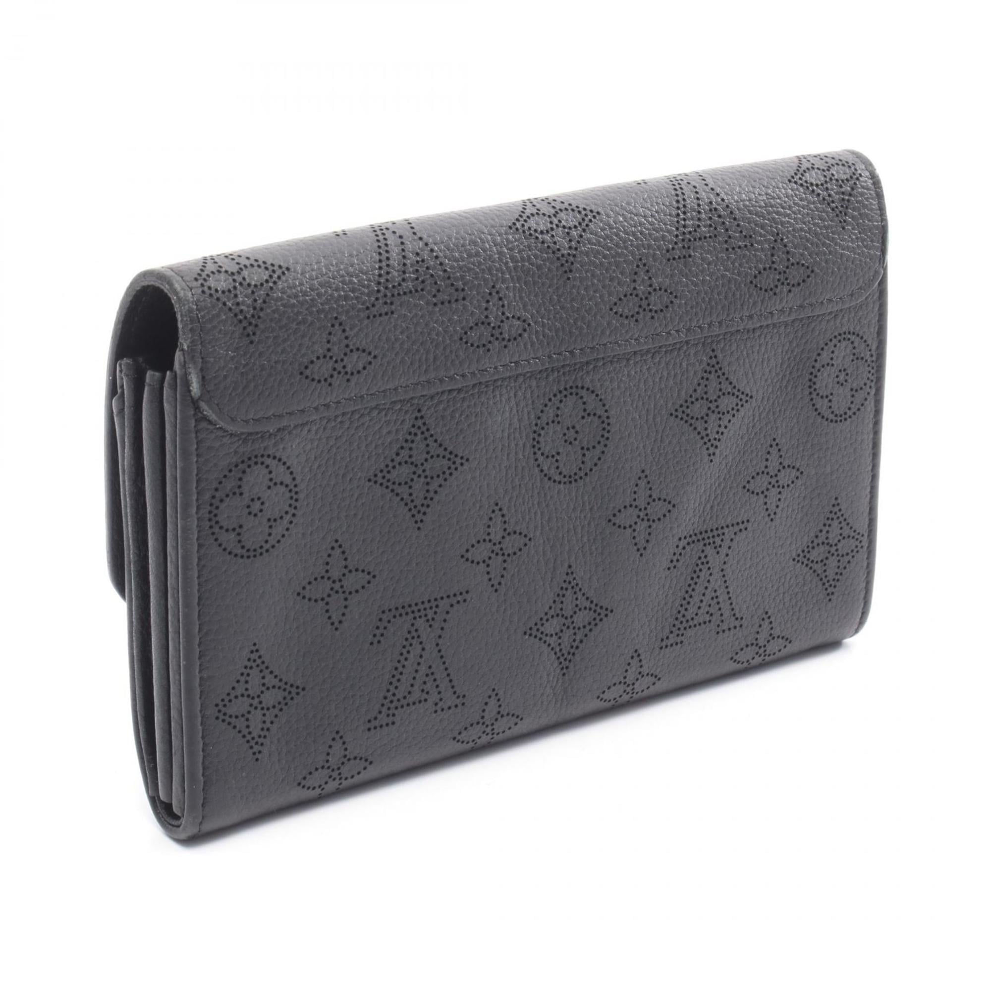 Louis Vuitton Black Noir Mahina Leather Leather Long Wallet