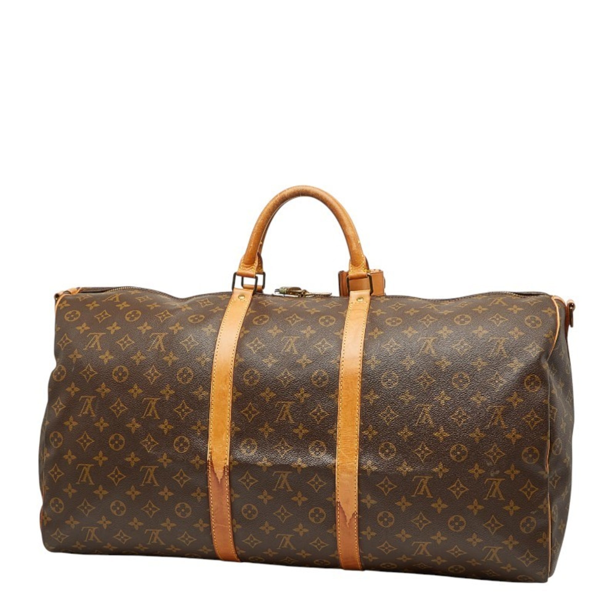 Louis Vuitton Brown Pvc Leather Boston Bag Shoulder Bag