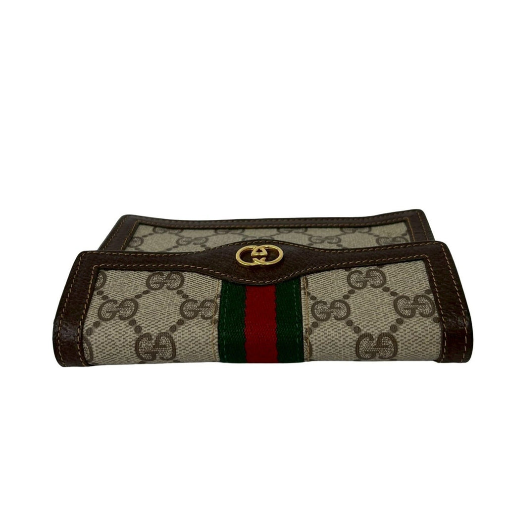 Gucci Brown Green Red Color Leather Pvc Pouch (Pre-Owned)