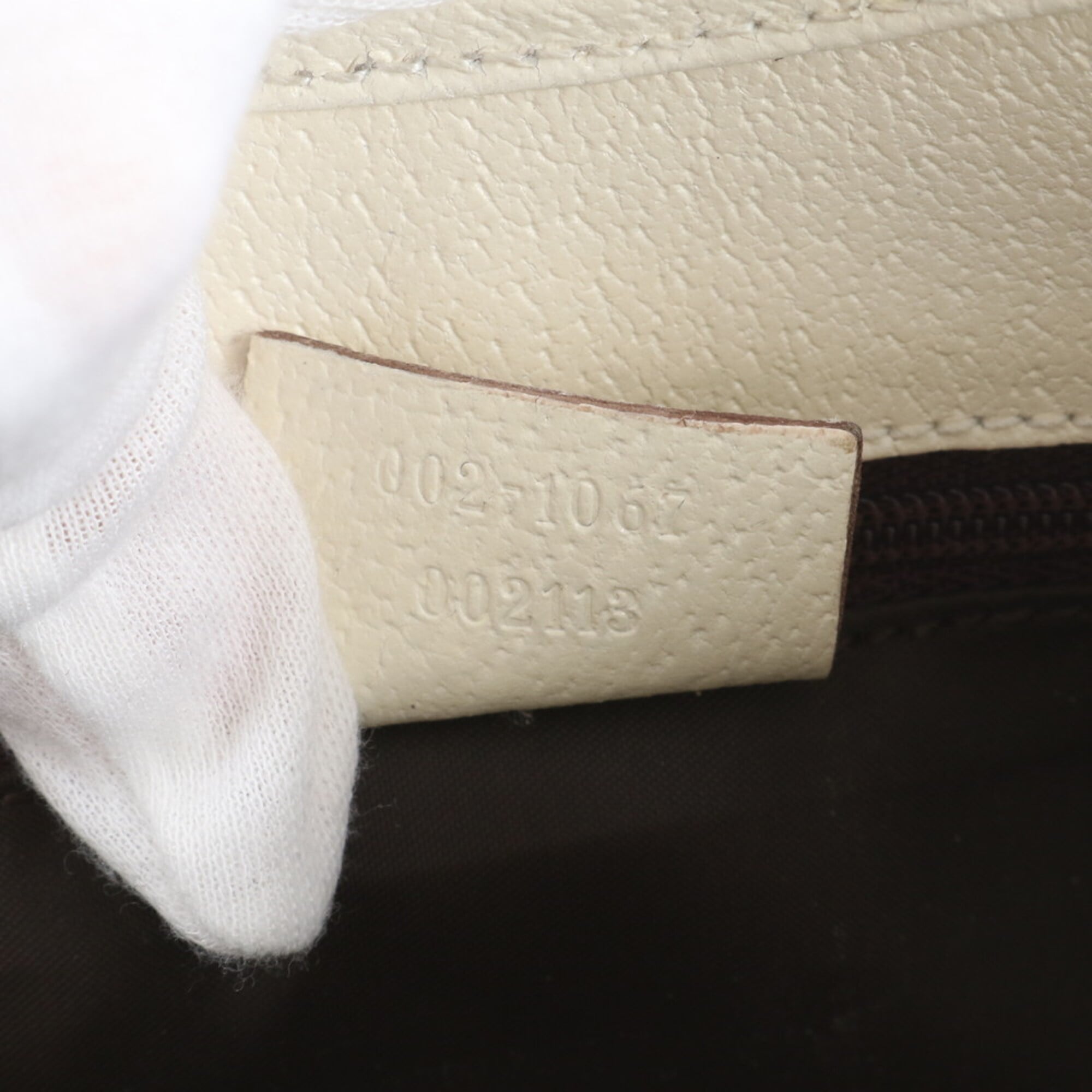 Gucci Jackie Beige White Leather Canvas Handbag (Pre-Owned)