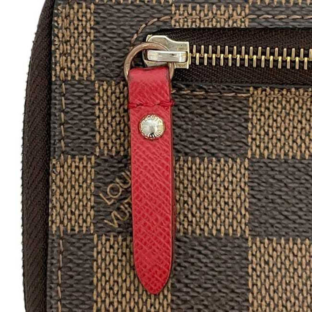 Louis Vuitton Brown Damier Canvas Ebene Red Color Damier Canvas Long Wallet