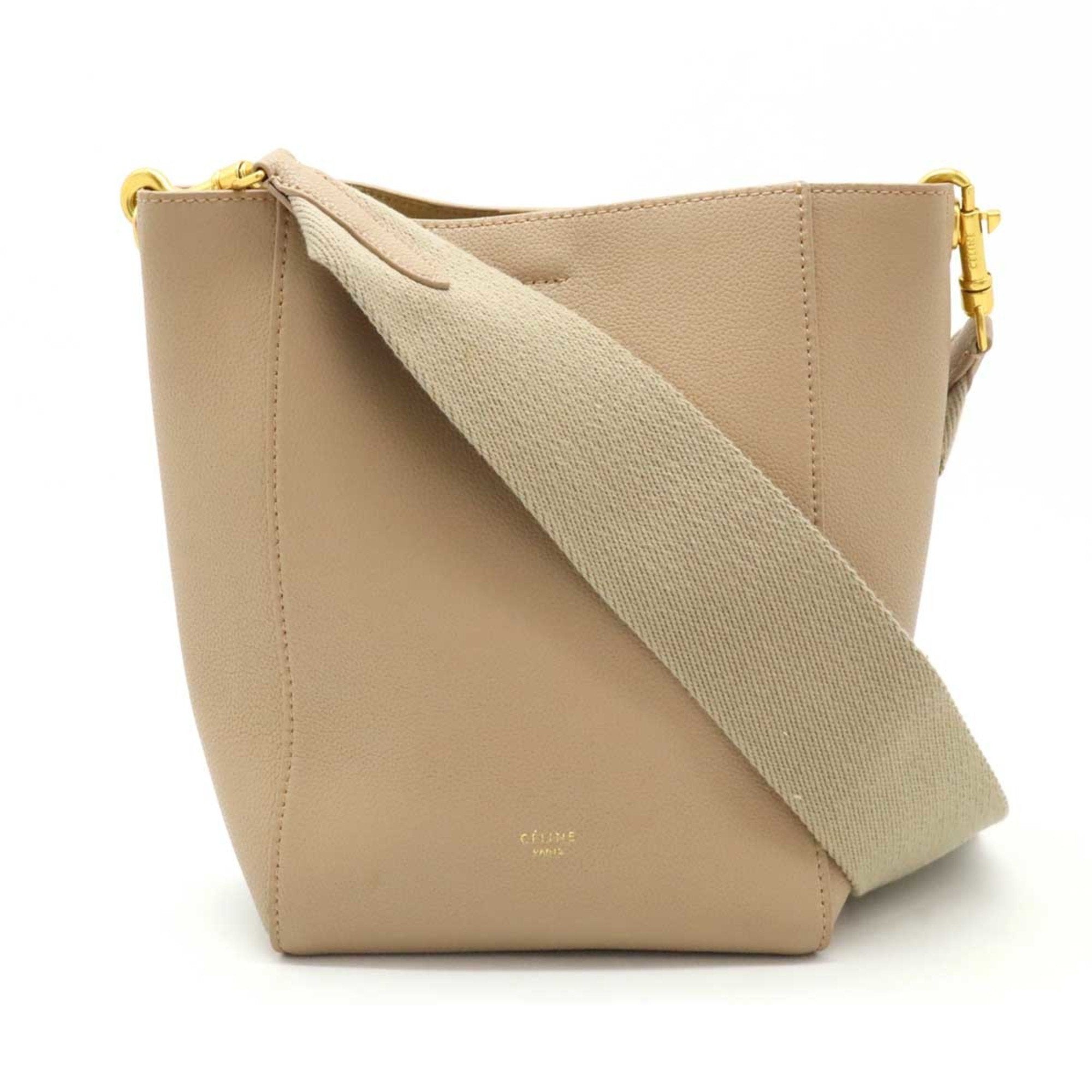 Celine Beige Leather Shoulder Bag