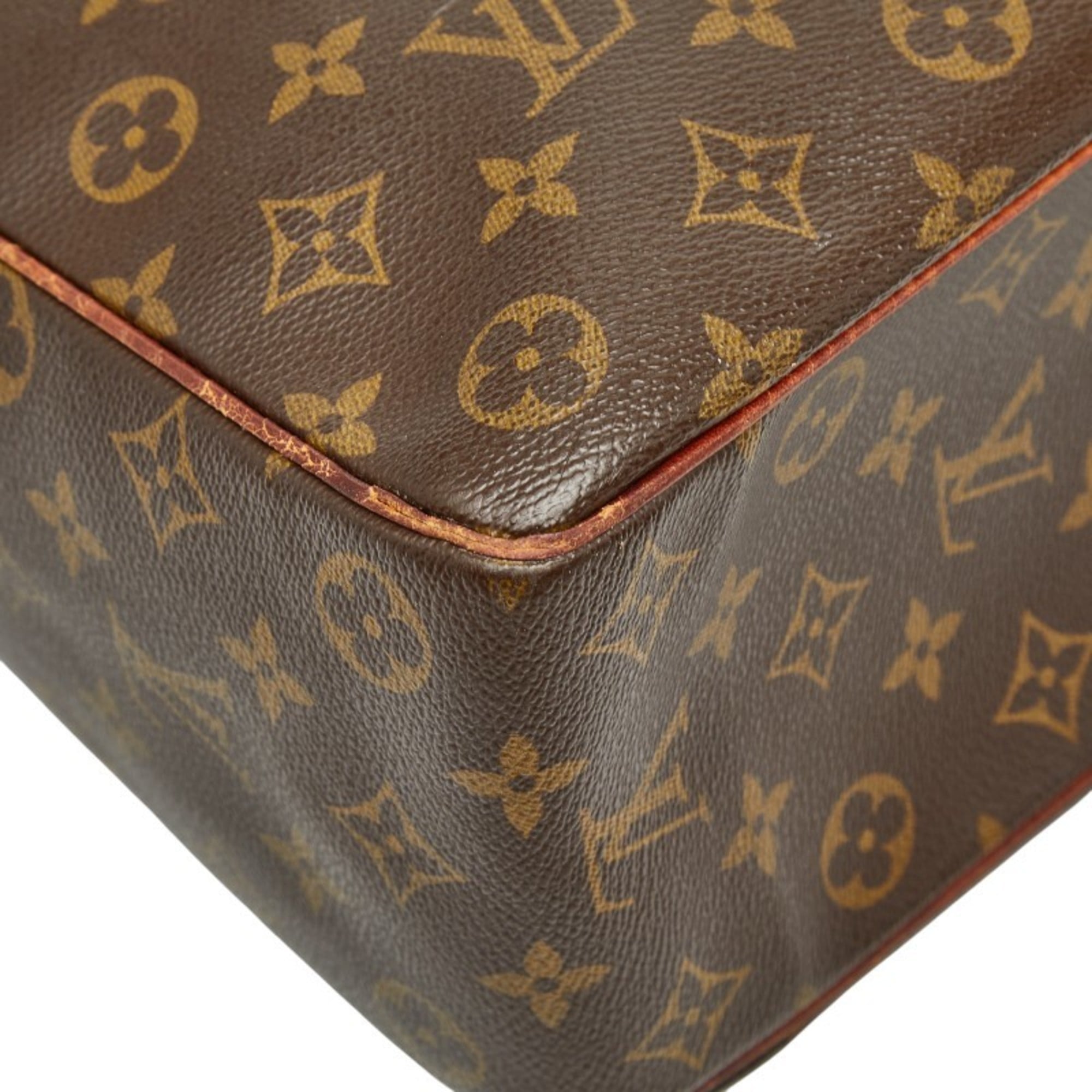 Louis Vuitton Brown Pvc Leather Handbag Tote Bag