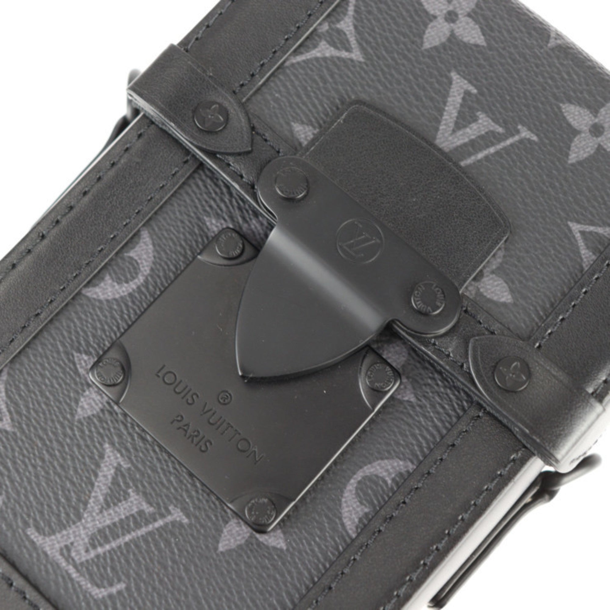 Louis Vuitton Black Gray Leather Pochette Pouch Shoulder Bag