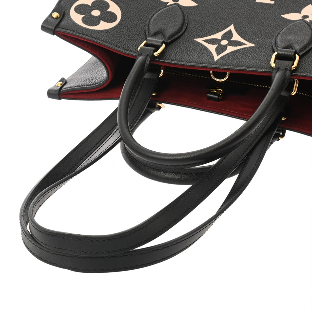 Louis Vuitton Beige Black Leather Handbag