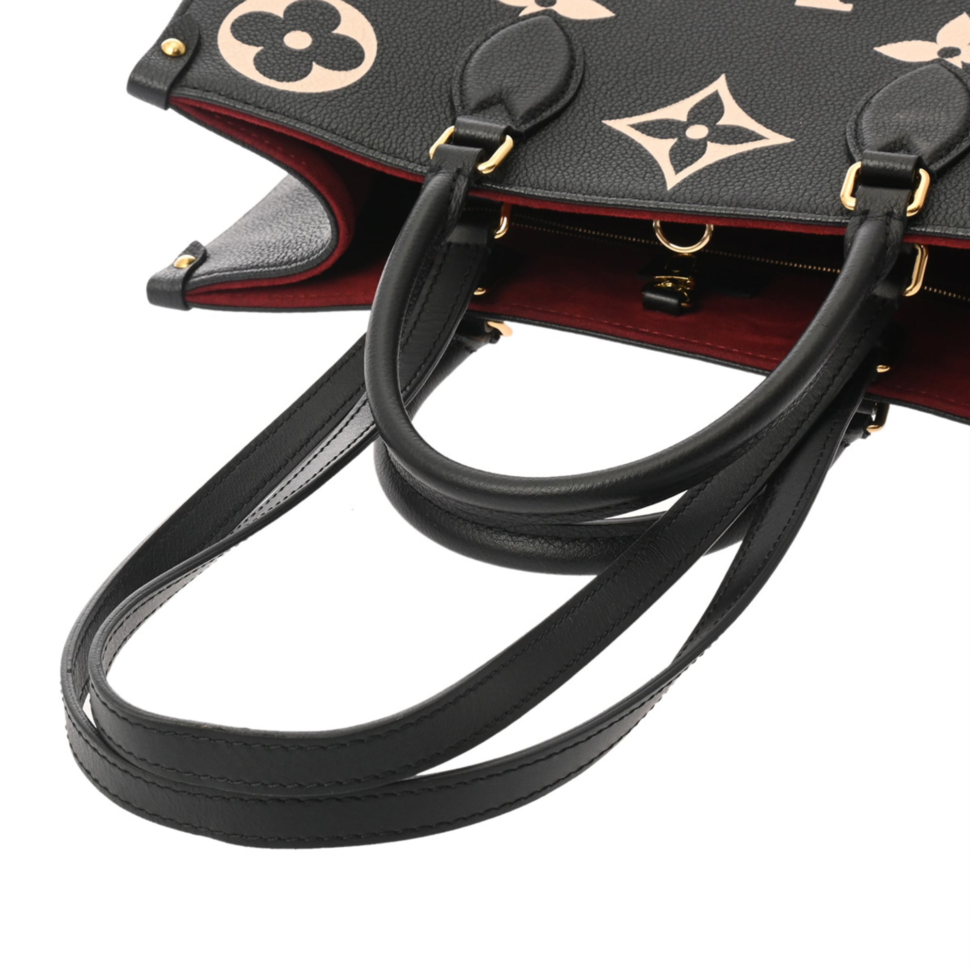 Louis Vuitton Beige Black Leather Handbag