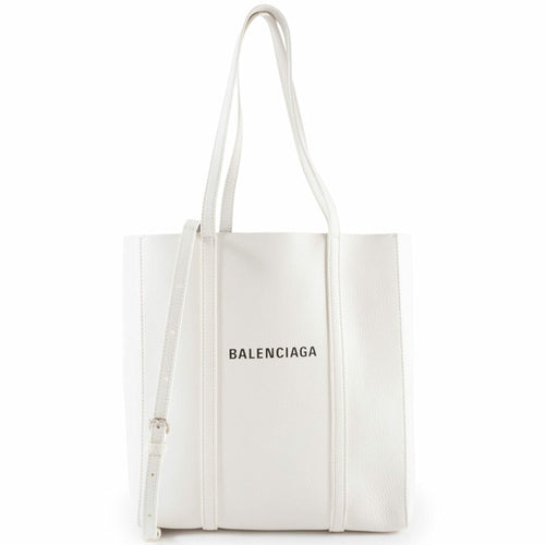 Balenciaga White Leather Shoulder Bag Tote