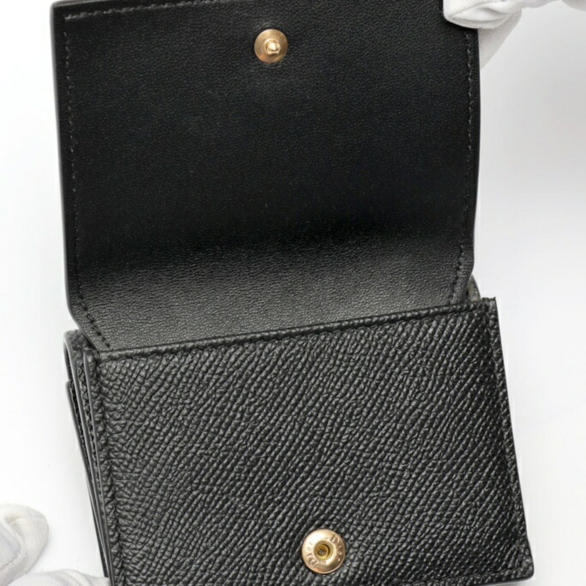 Christian Dior Black Leather Wallet (Tri-Fold) (Pre-Owned)