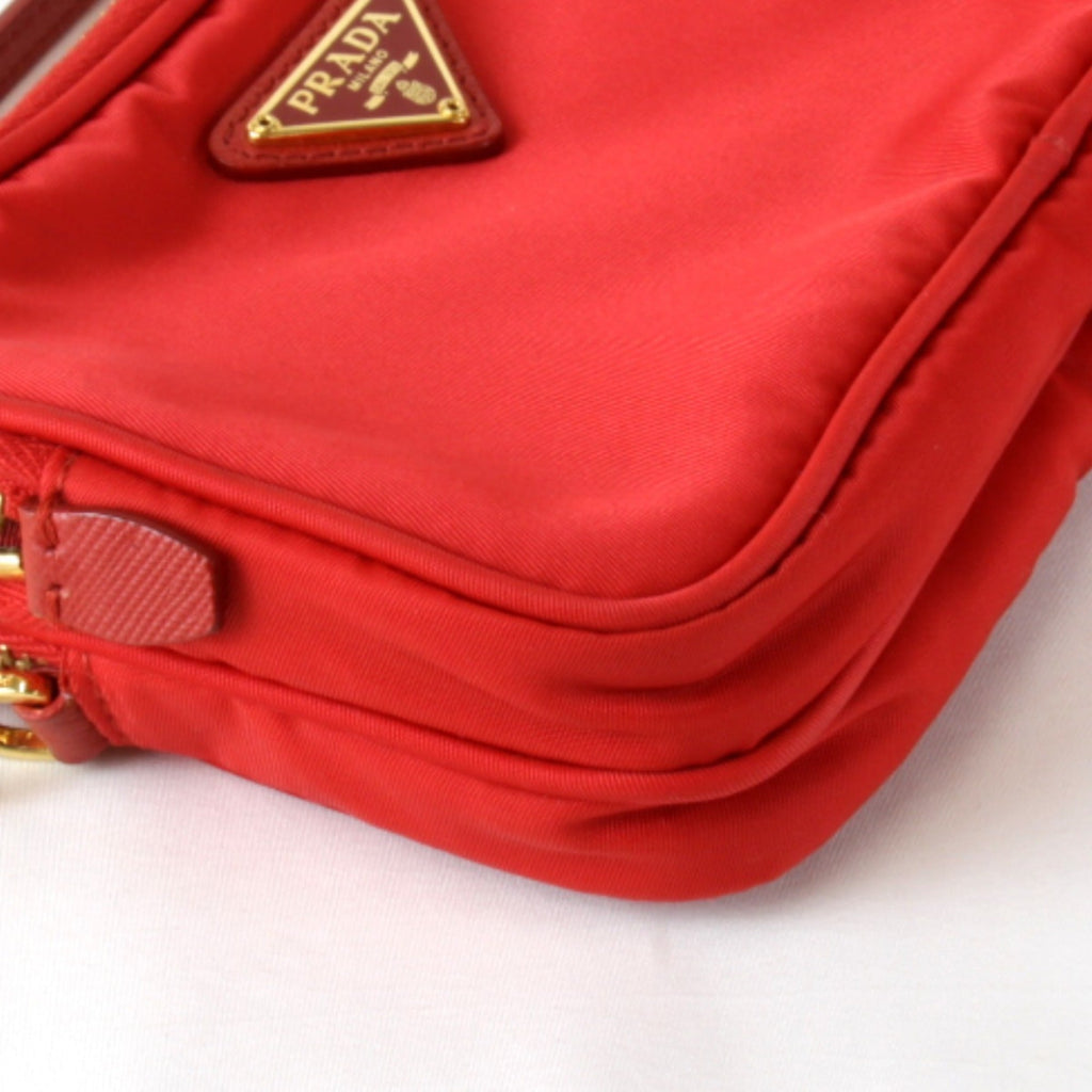 Prada Red Color Nylon Shoulder Bag