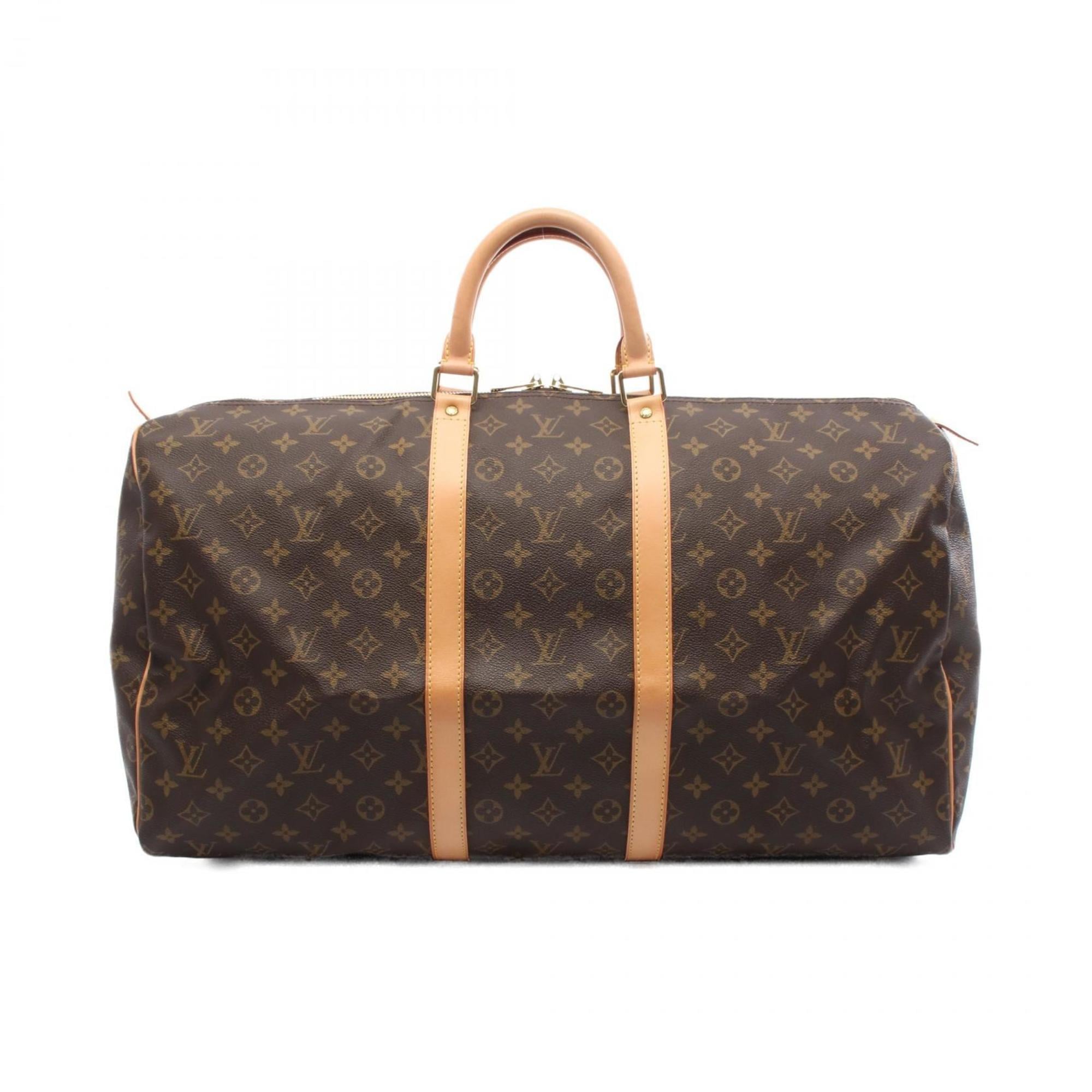 Louis Vuitton Brown Coated Canvas Leather Boston Bag