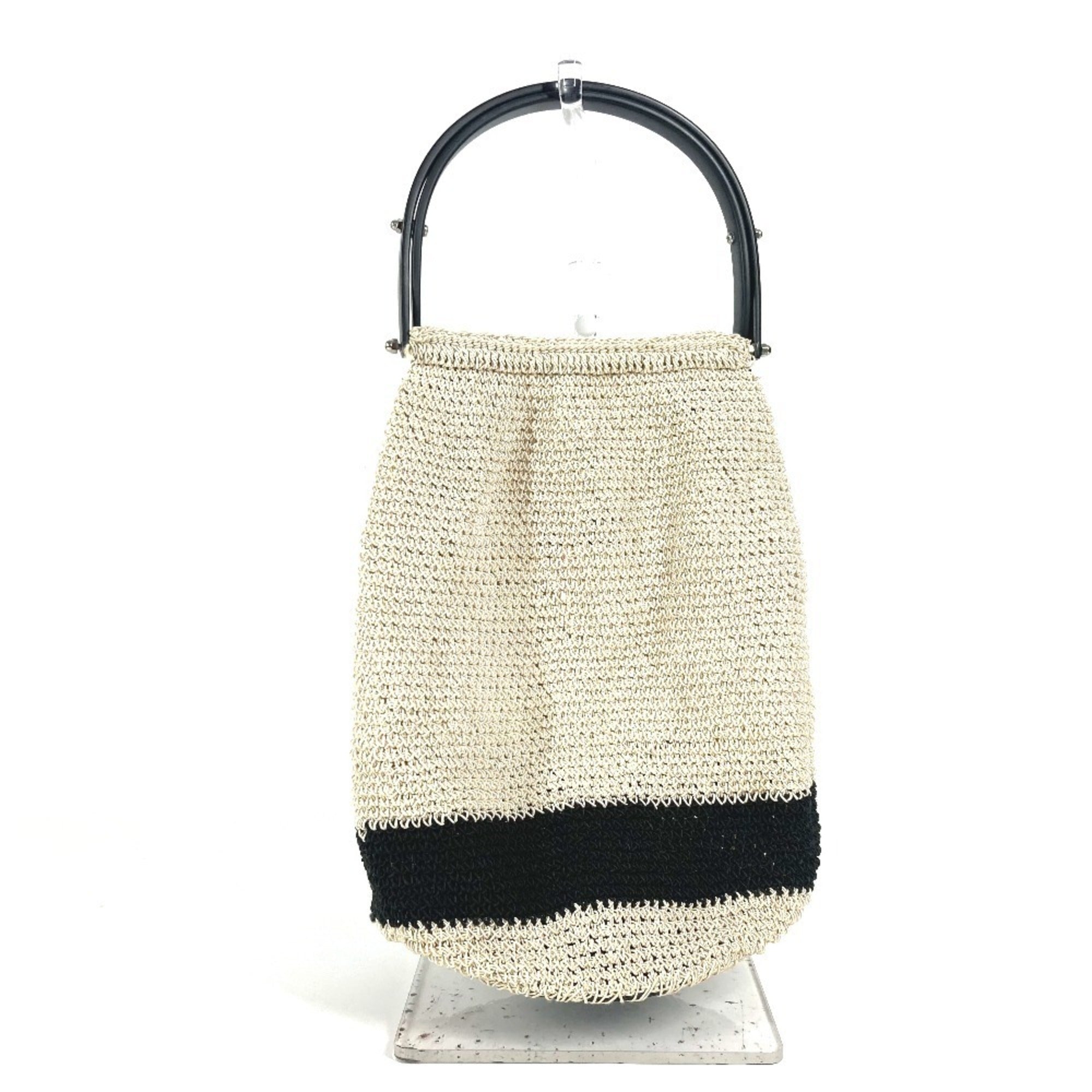 Chanel Beige Black Mesh Handbag