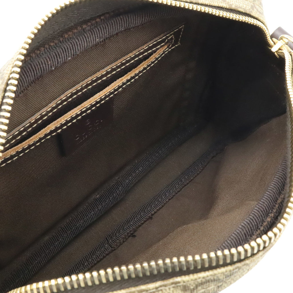 Gucci Beige Dark Brown Khaki Gg Supreme Canvas Leather Pochette Shoulder Bag (Pre-Owned)