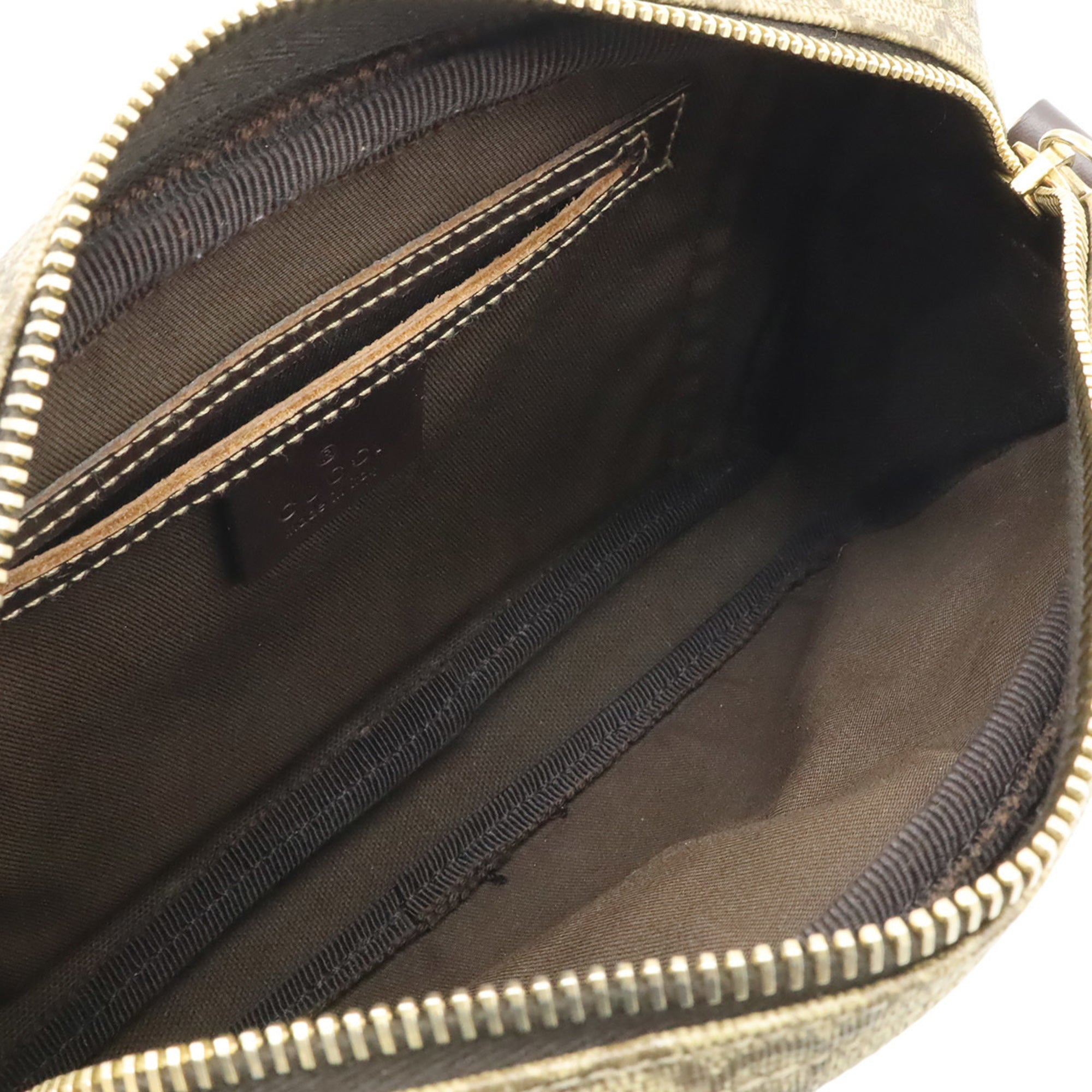 Gucci Beige Dark Brown Khaki Gg Supreme Canvas Leather Pochette Shoulder Bag (Pre-Owned)