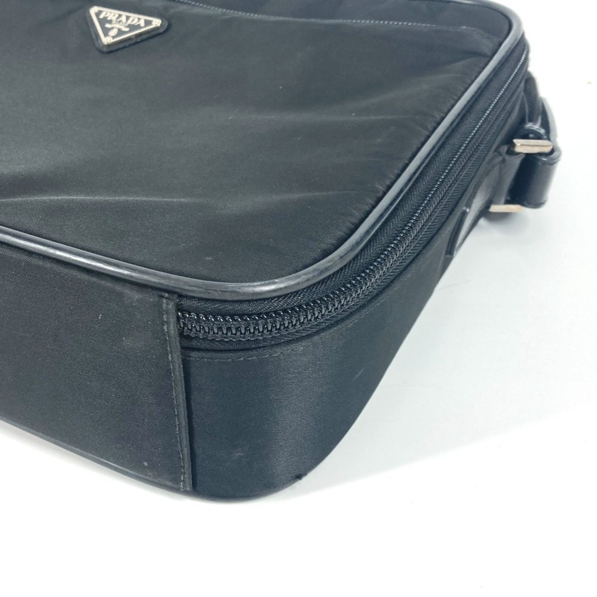 Prada Black Leather Nylon Handbag Shoulder Bag