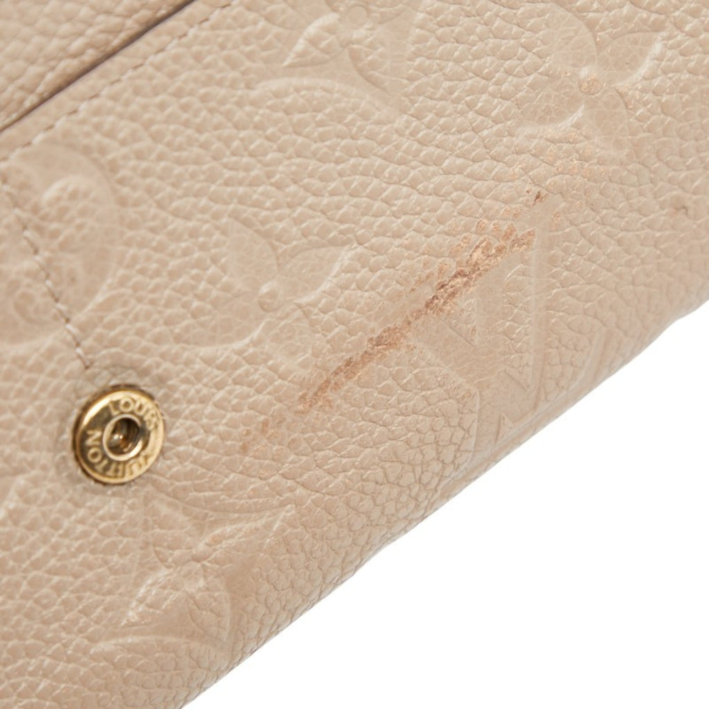 Louis Vuitton Beige Leather Long Wallet (Tri-Fold)
