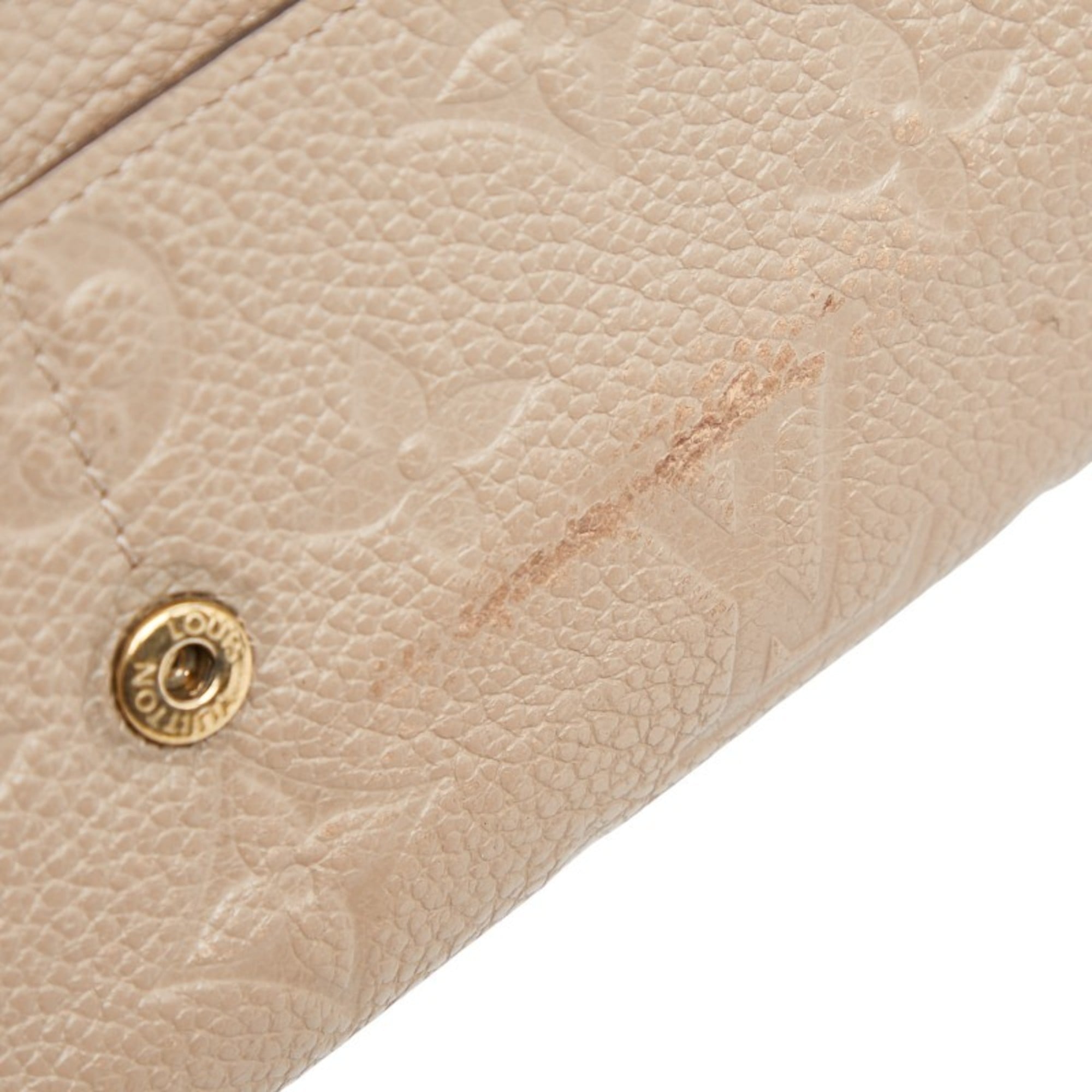 Louis Vuitton Beige Leather Long Wallet (Tri-Fold)