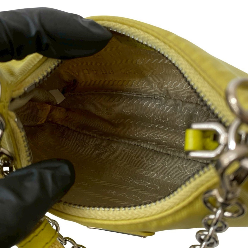 Prada Yellow Nylon Handbag Pochette Shoulder Bag