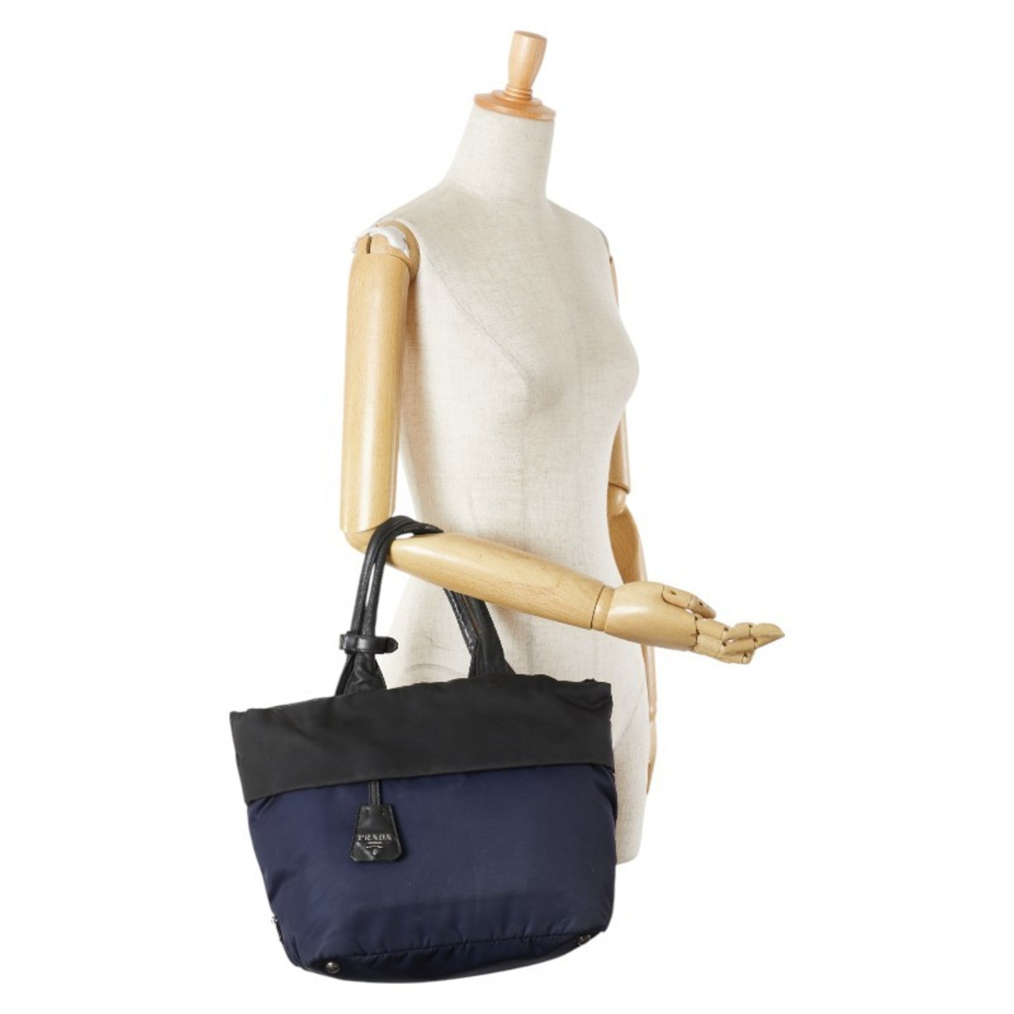 Prada Navy Black Nylon Handbag Tote Bag