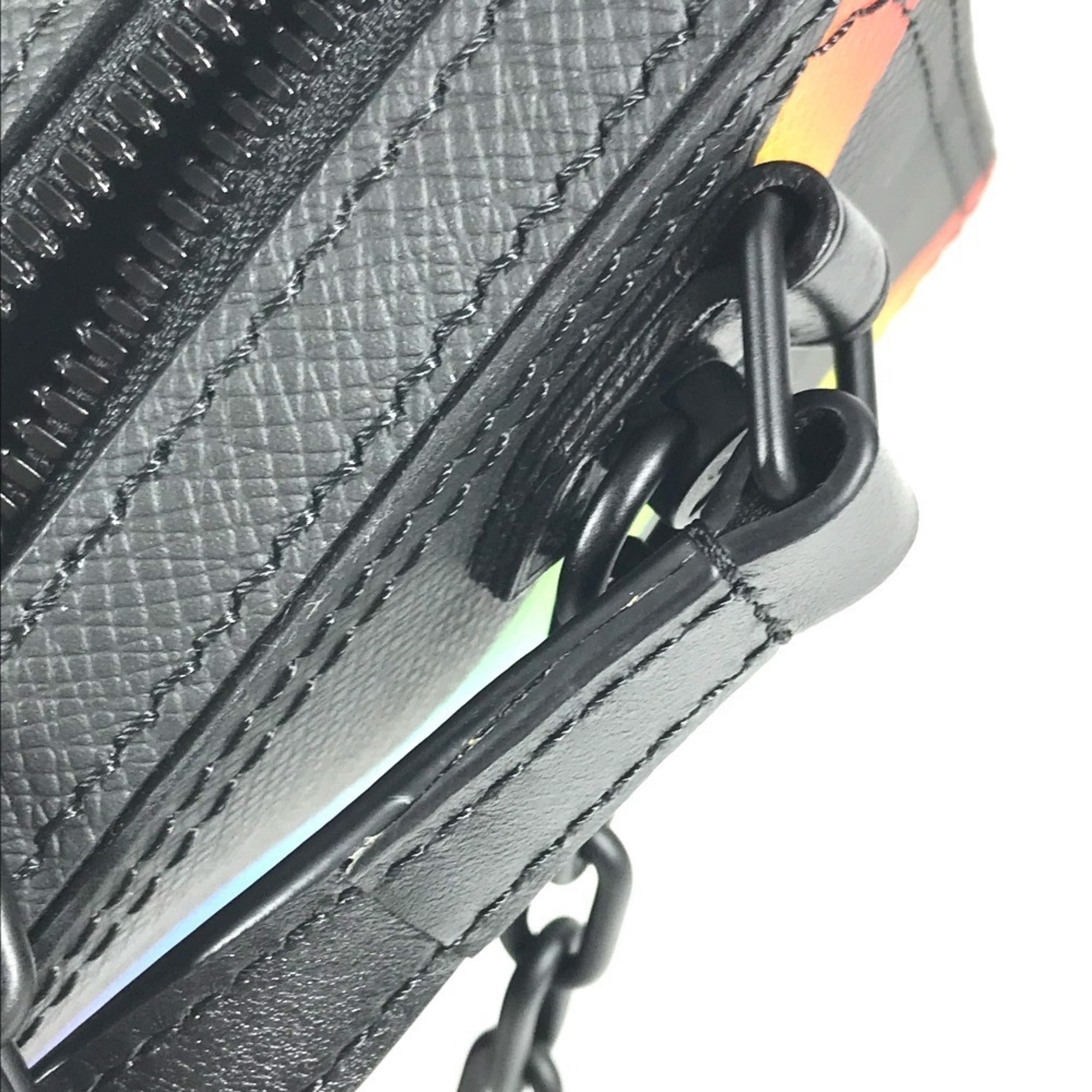 Louis Vuitton Black Multi-Color Taiga Leather Pochette Shoulder Bag