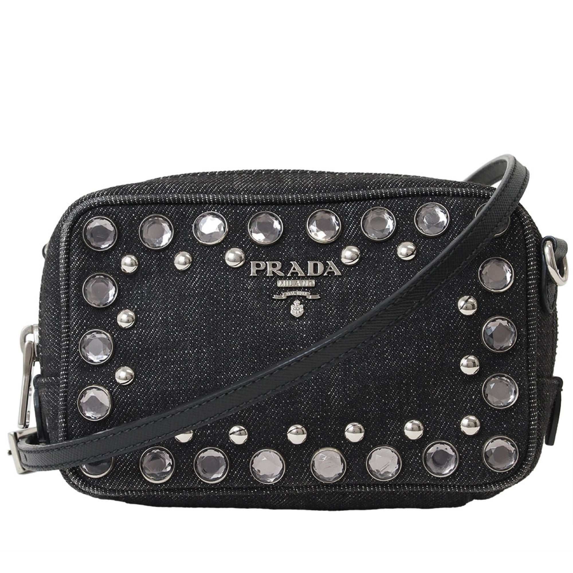 Prada Black Cotton Pochette Pouch Shoulder Bag