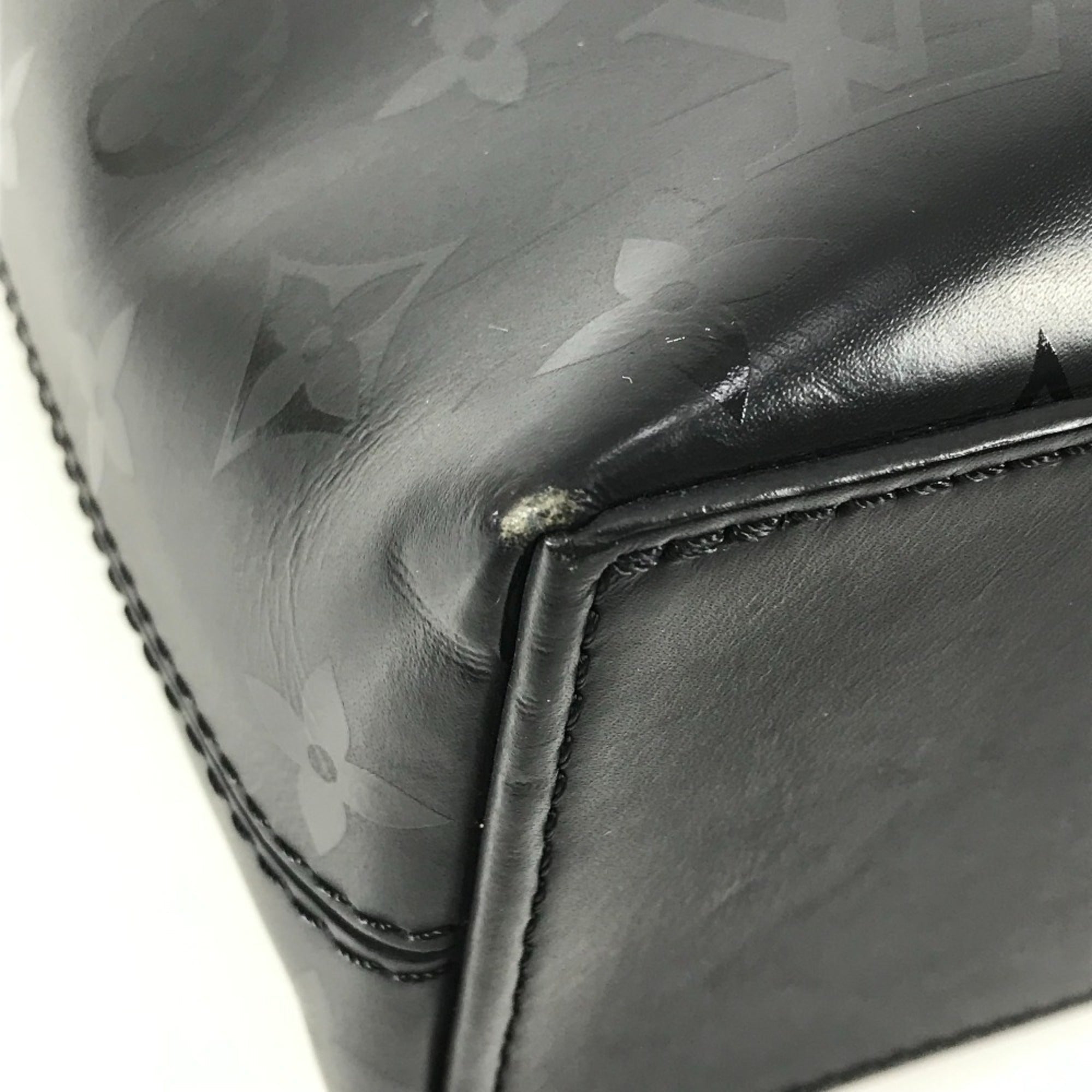 Louis Vuitton Black Noir Leather Briefcase Handbag Tote Bag