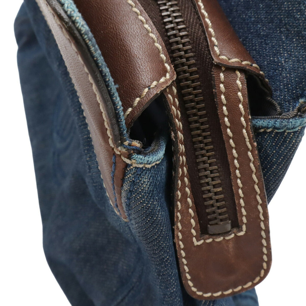 Chanel Blue Brown Dark Brown Denim Leather Shoulder Bag Tote Bag