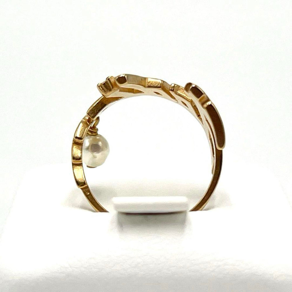 Christian Dior Metal Rhinestone Band Ring (Pre-Owned)