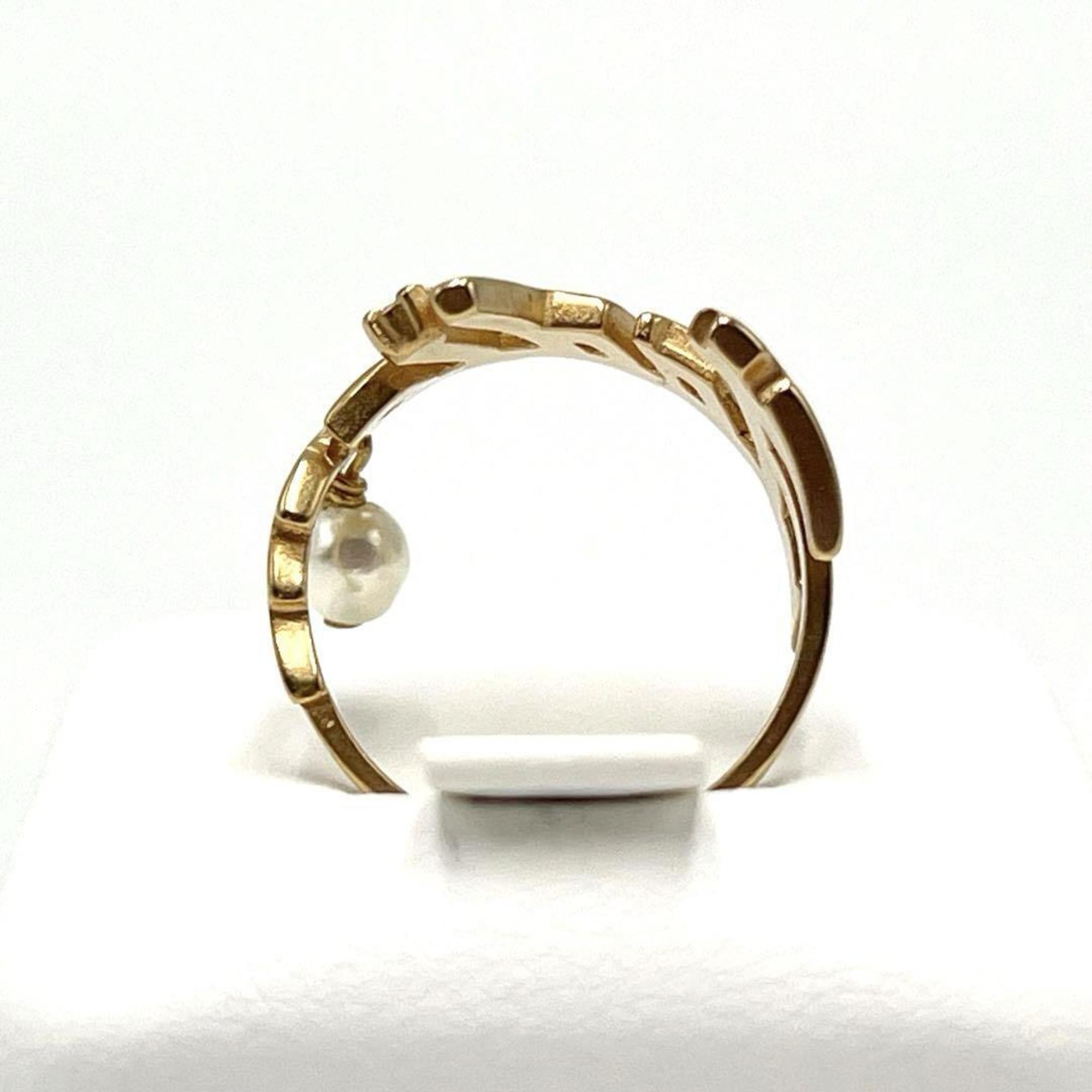 Christian Dior Metal Rhinestone Band Ring (Pre-Owned)