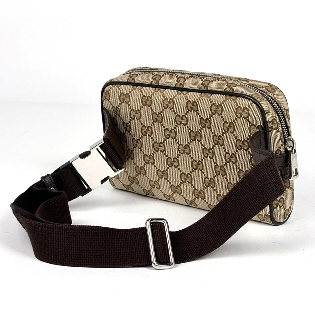 Gucci Gg Canvas Brown Gg Canvas Leather Sling Bag (Pre-Owned)