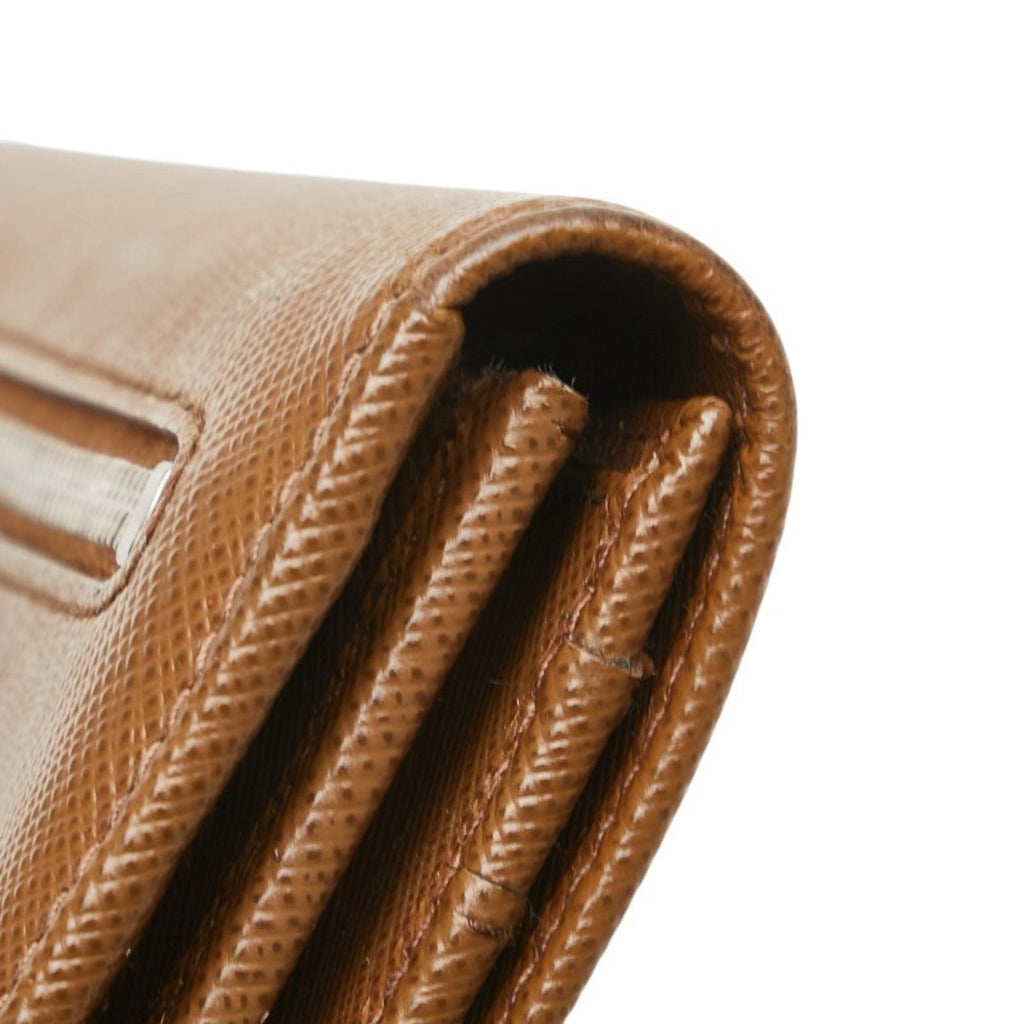 Prada Brown Leather Long Wallet (Bi-Fold)