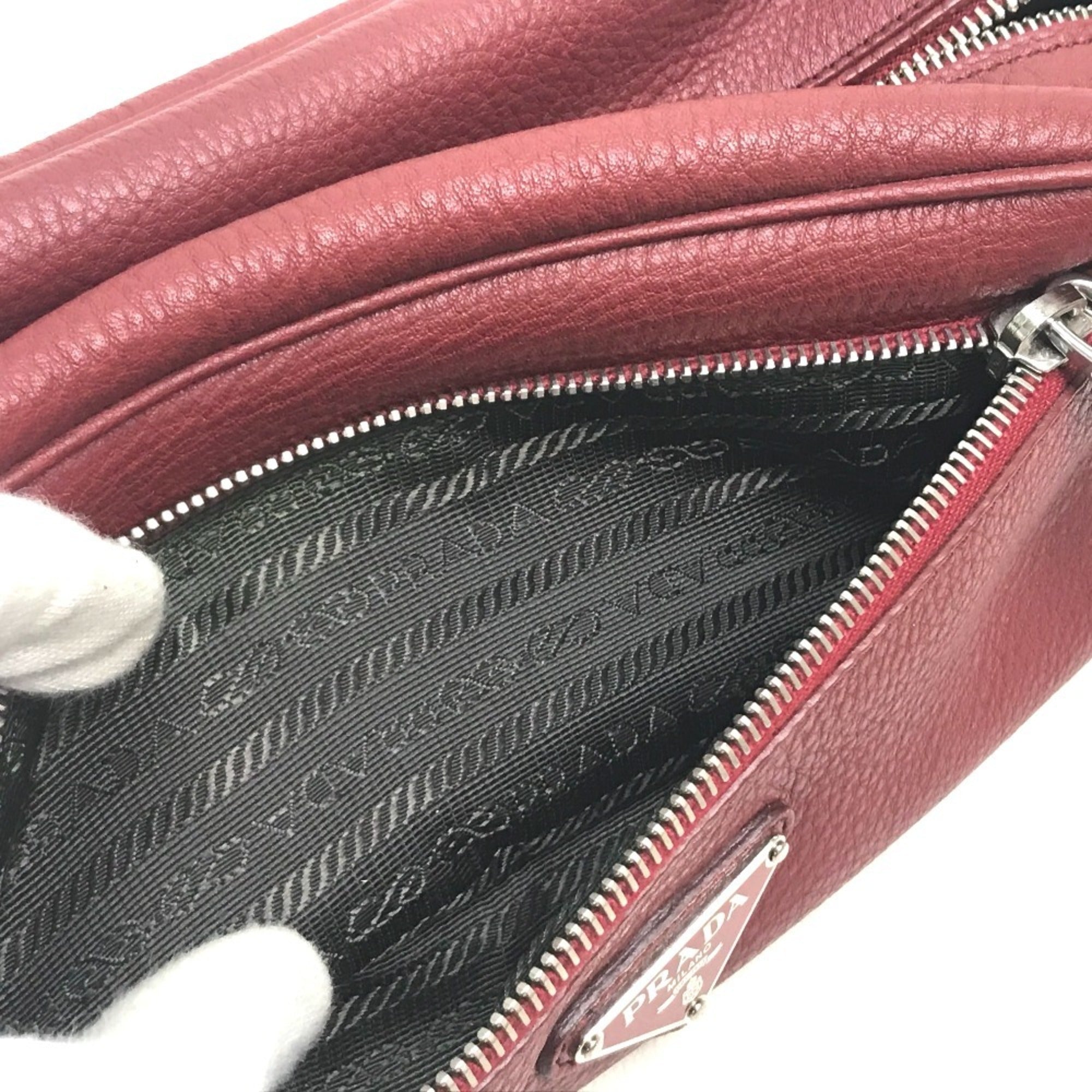 Prada Red Color Leather Pouch