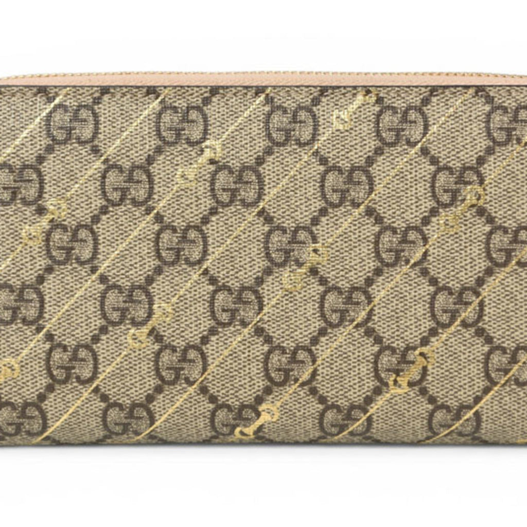 Gucci Beige Brown Gg Supreme Leather Long Wallet (Bi-Fold) (Pre-Owned)