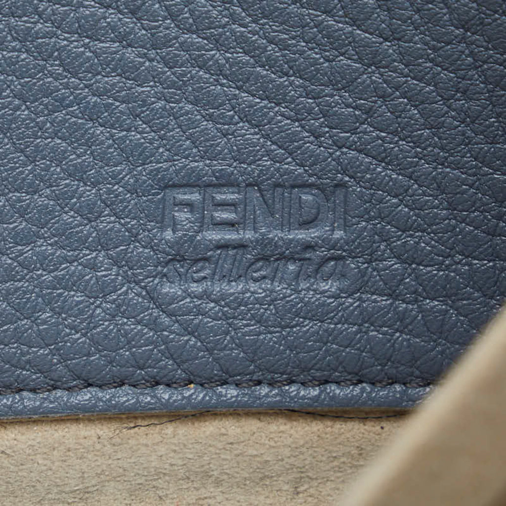 Fendi Blue Gray Leather Long Wallet (Bi-Fold)