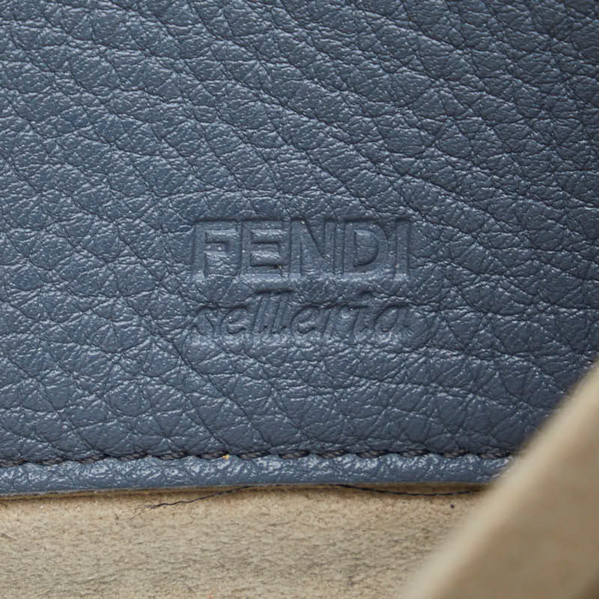 Fendi Blue Gray Leather Long Wallet (Bi-Fold)