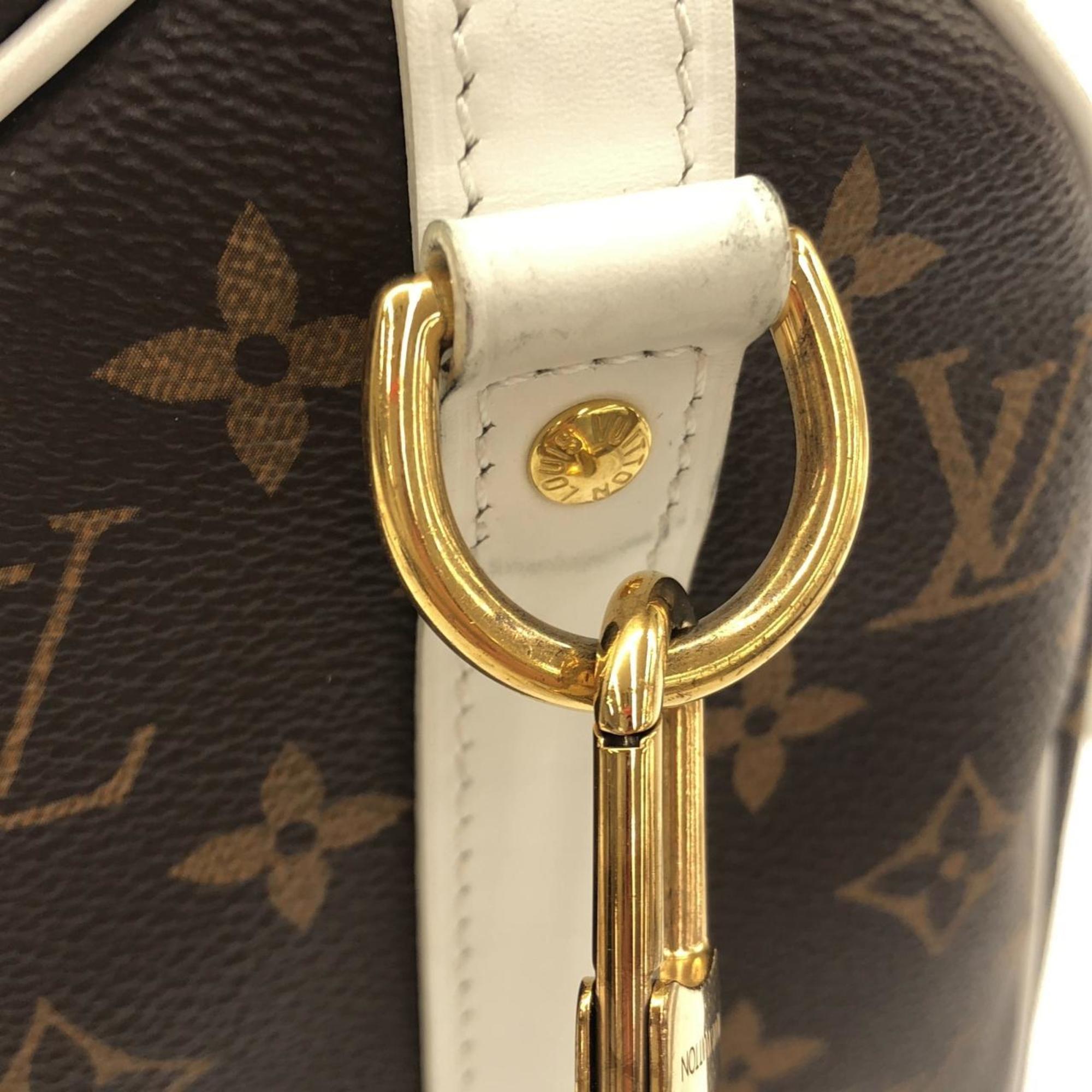 Louis Vuitton Brown Marron White Coated Canvas Boston Bag