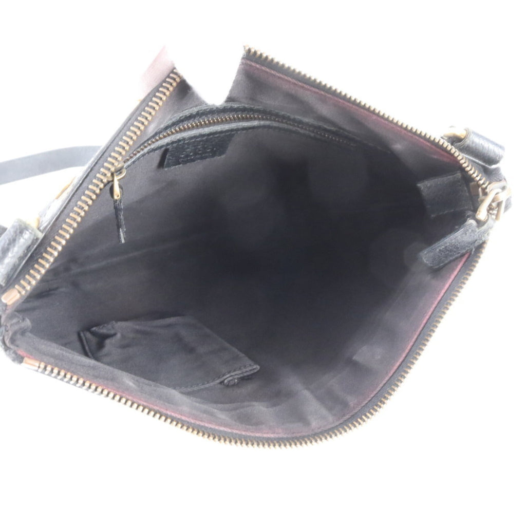 Gucci Black Leather Canvas Shoulder Bag (Pre-Owned)