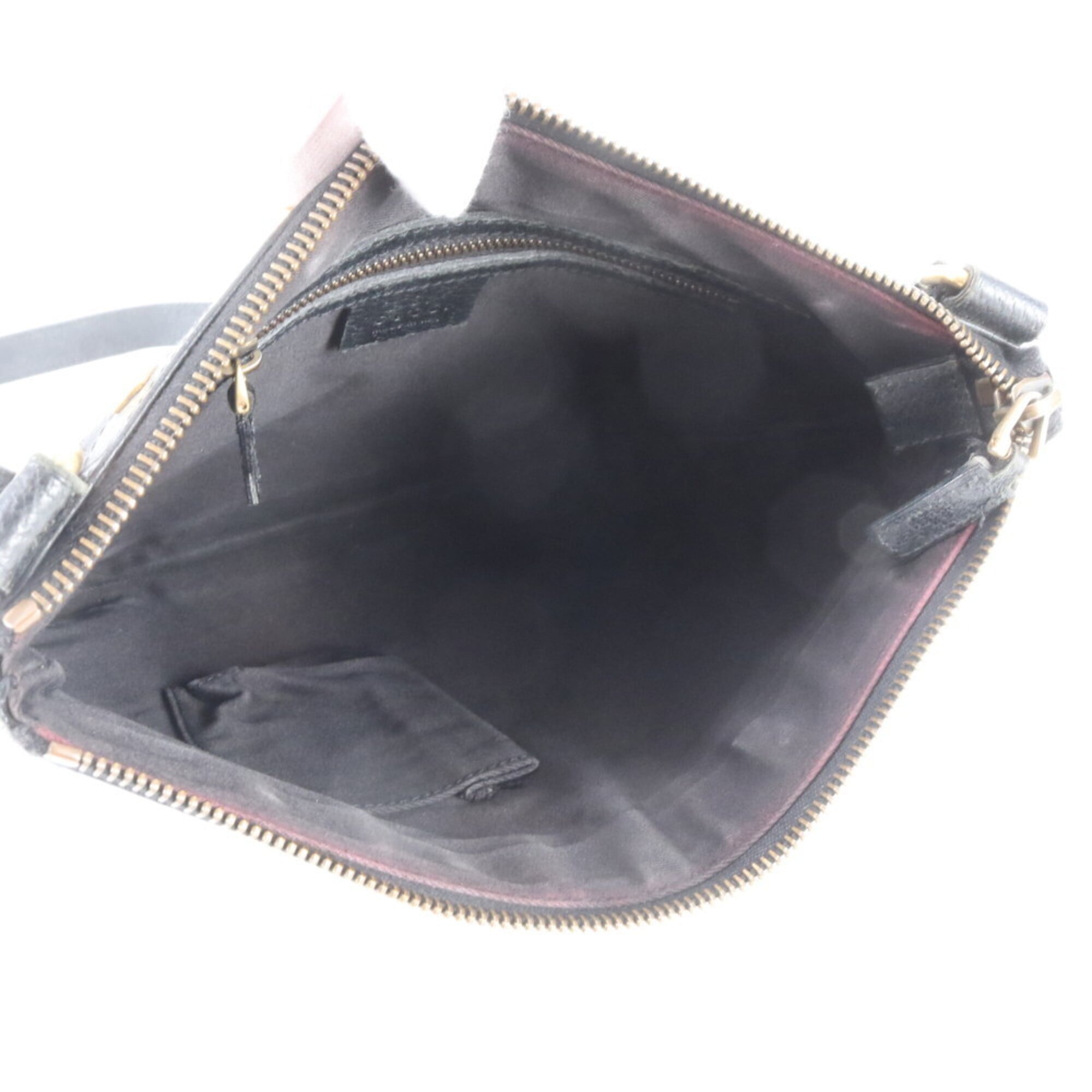 Gucci Black Leather Canvas Shoulder Bag (Pre-Owned)