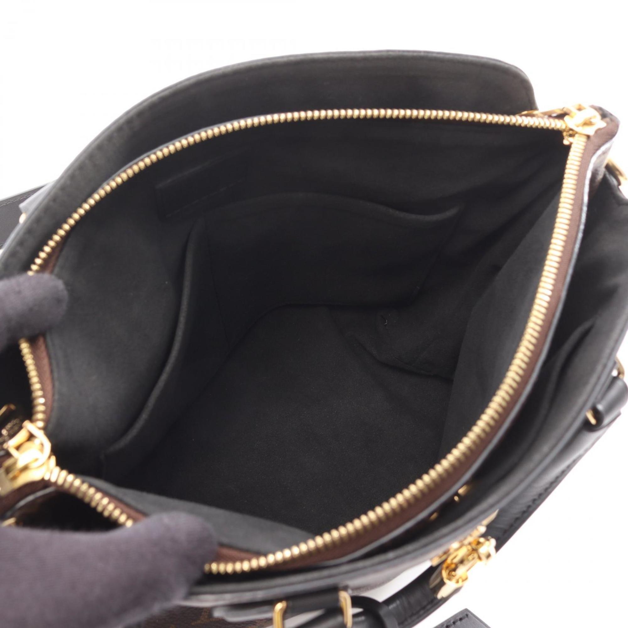 Louis Vuitton Black Brown Noir Pvc Coated Canvas Leather Tote Bag