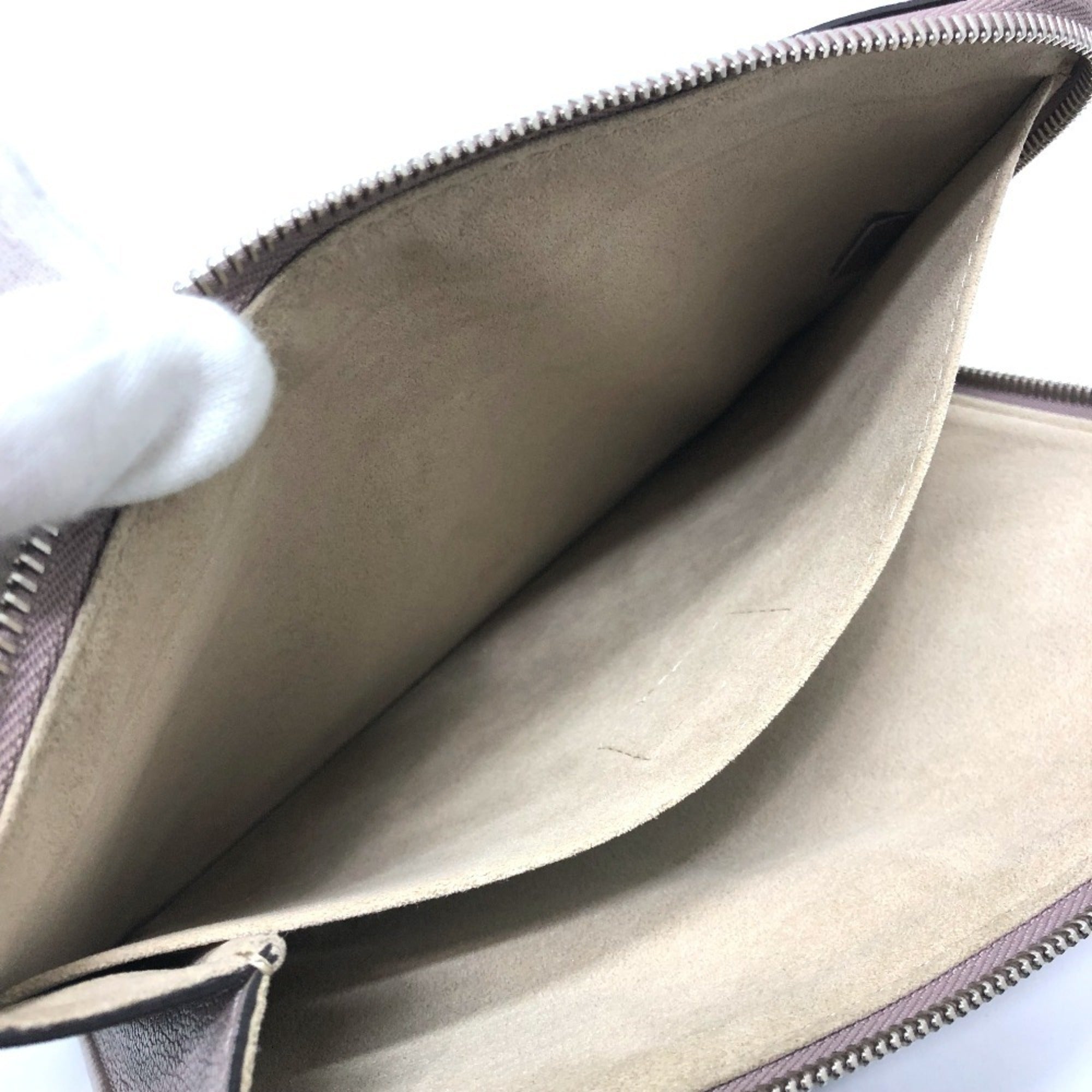 Louis Vuitton Beige Taupe Leather Clutch Bag Pochette