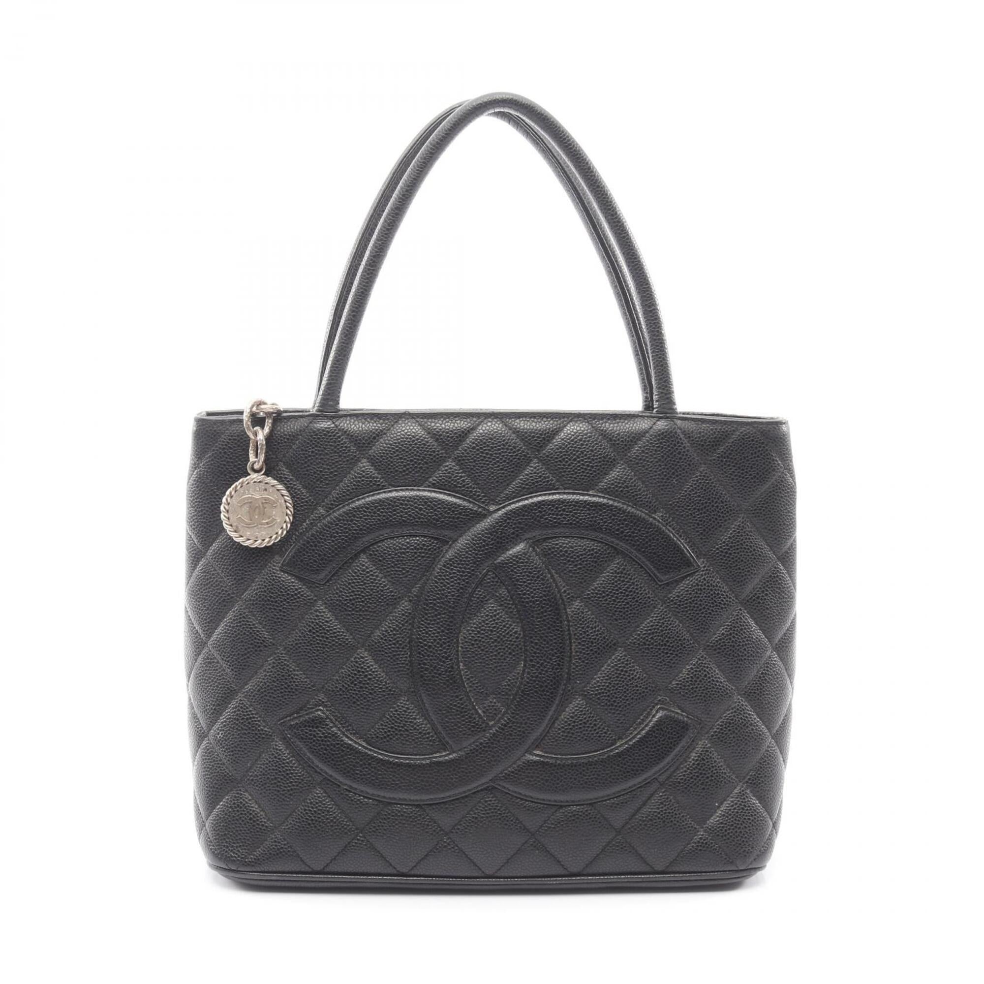 Chanel Black Grained Calfskin Handbag Tote Bag