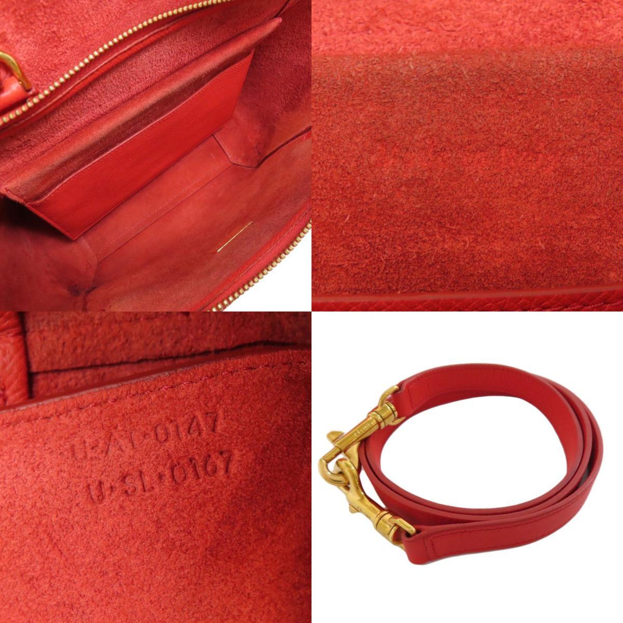 Celine Red Color Leather Handbag