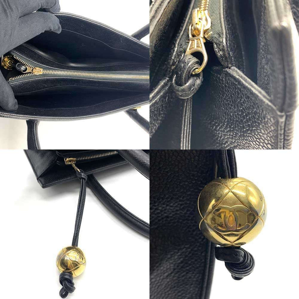 Chanel Black Grained Calfskin Handbag Tote Bag