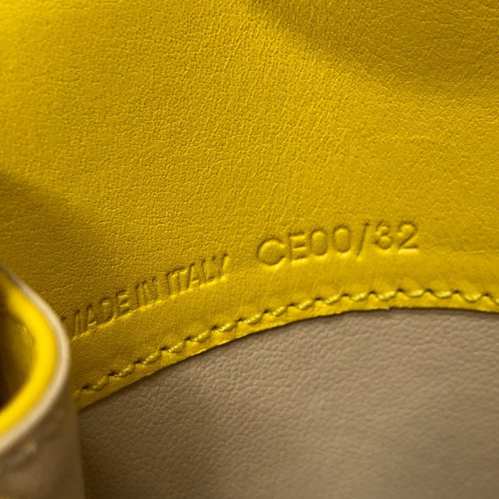 Celine Beige Yellow Leather Canvas Pochette Shoulder Bag