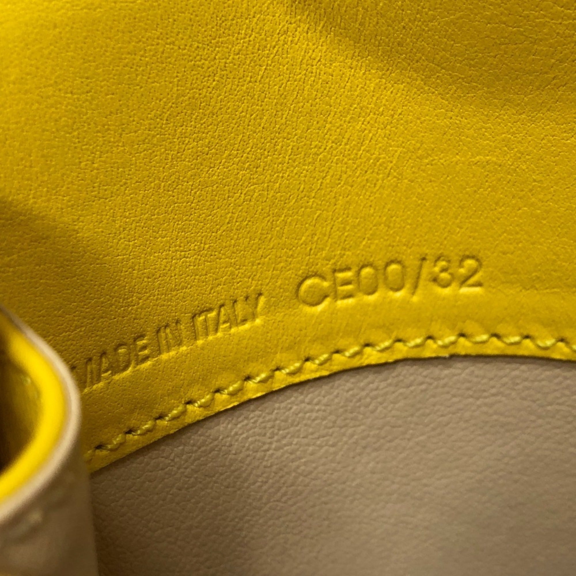 Celine Beige Yellow Leather Canvas Pochette Shoulder Bag